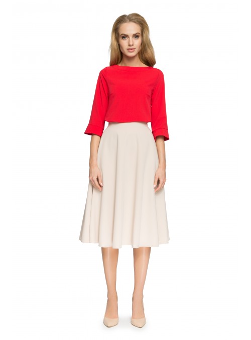 Elegantiškas smėlio spalvos vidutinio ilgio sijonas